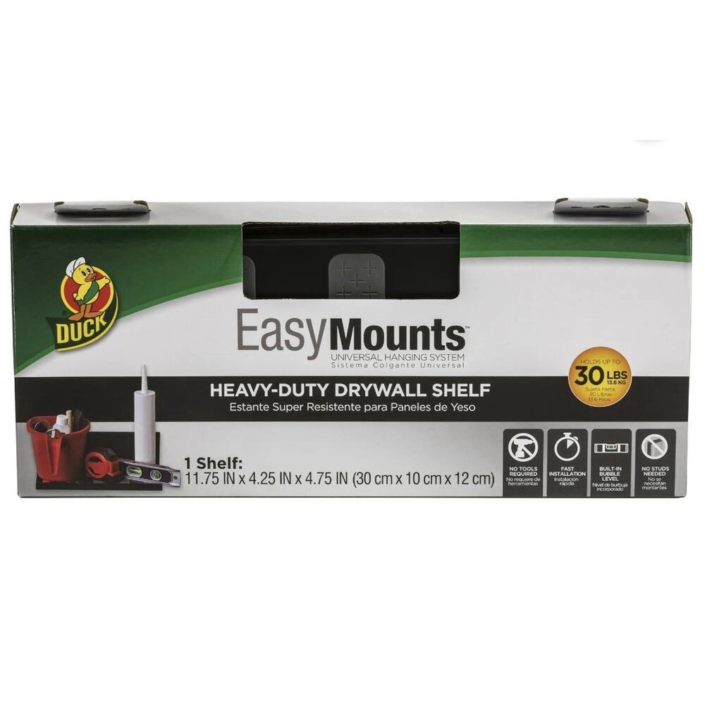 DUCK HEAVY-DUTY DRYWALL SHELF EASY MOUNTS-No Tools Required, Holds up to 30 lbs